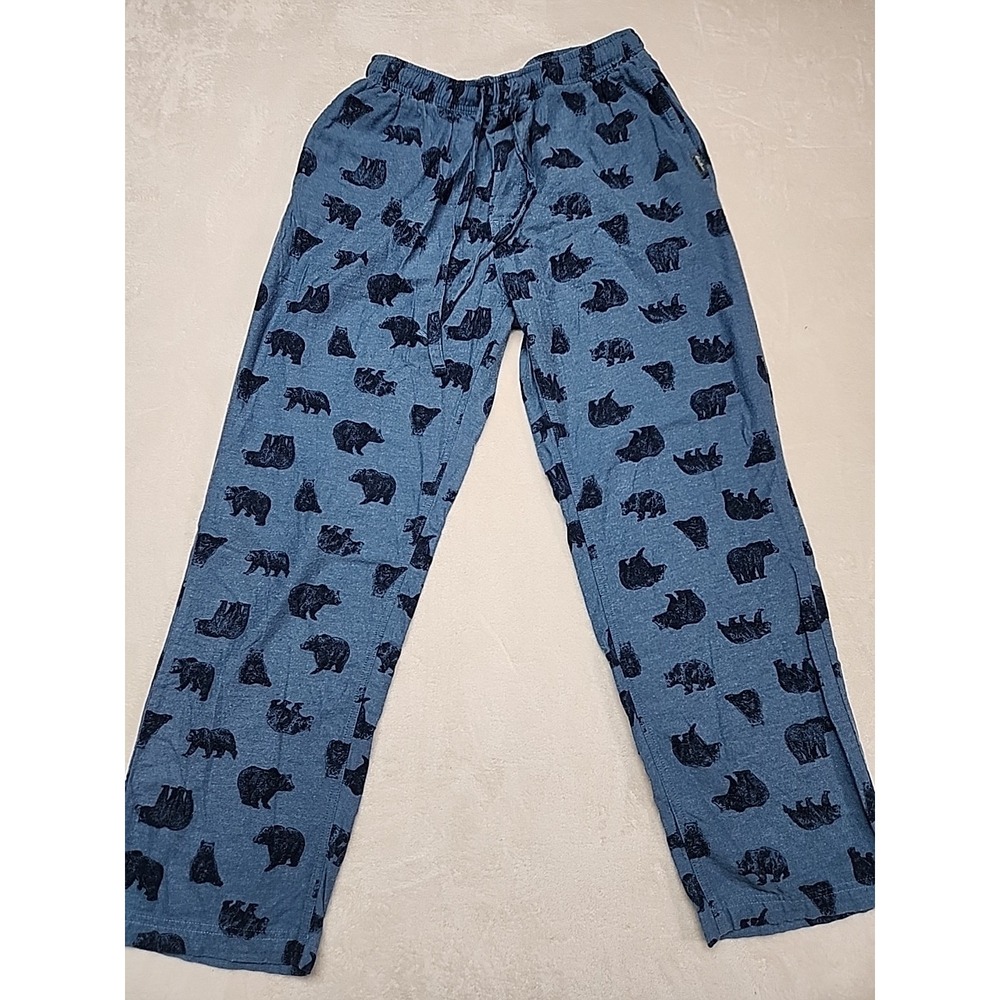 Eddie Bauer Flannel Pajama Pants Size Large Blue Drawstring Elastic Waist